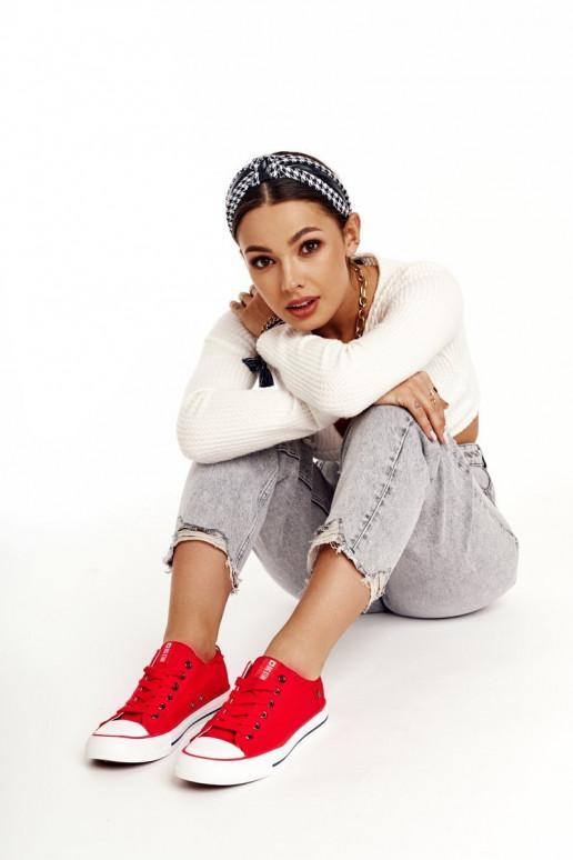 Klasiska modeļa sporta apavi ar līdzenu zoli Big Star DD274339 sarkanas krāsas Klasiska modeļa sporta apavi ar līdzenu zoli Big Star DD274339 sarkanas krāsas