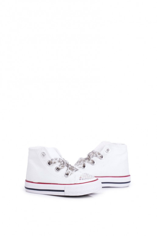 Bērnu brīvā laika apavi ar mirdzošiem spīdumiņiem baltas krāsas Smile Bērnu brīvā laika apavi ar mirdzošiem spīdumiņiem baltas krāsas Smile