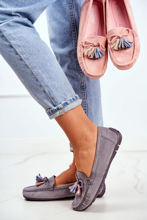 Sieviešu mokasīni zamšādas pelēkas krāsas Donna Mia Sieviešu mokasīni zamšādas pelēkas krāsas Donna Mia