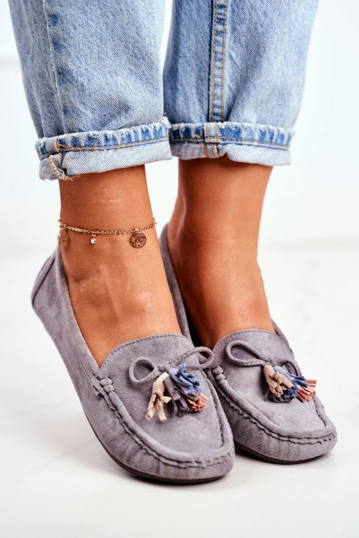 Sieviešu mokasīni zamšādas pelēkas krāsas Donna Mia Sieviešu mokasīni zamšādas pelēkas krāsas Donna Mia