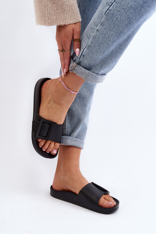 sieviešu čības Big Star ar sprādzēm melnas krāsas FF274A389 sieviešu čības Big Star ar sprādzēm melnas krāsas FF274A389