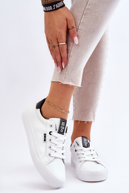 Stilīgi sporta apavi no dabīgas ādas Big Star EE274312 Baltas-melnas krāsas Stilīgi sporta apavi no dabīgas ādas Big Star EE274312 Baltas-melnas krāsas