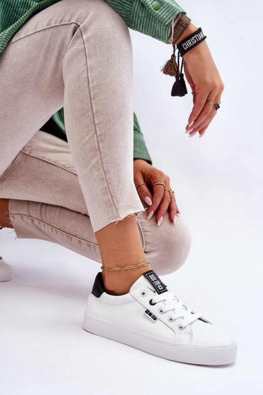 Stilīgi sporta apavi no dabīgas ādas Big Star EE274312 Baltas-melnas krāsas Stilīgi sporta apavi no dabīgas ādas Big Star EE274312 Baltas-melnas krāsas