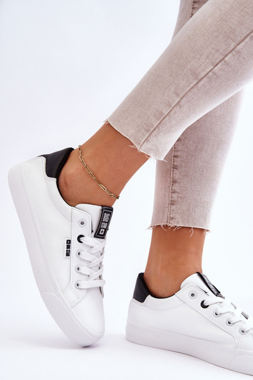 Stilīgi sporta apavi no dabīgas ādas Big Star EE274312 Baltas-melnas krāsas Stilīgi sporta apavi no dabīgas ādas Big Star EE274312 Baltas-melnas krāsas