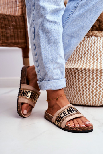 Čības  ar mirdzošiem spīdumiņiem smilšu krāsas Be Nice 2