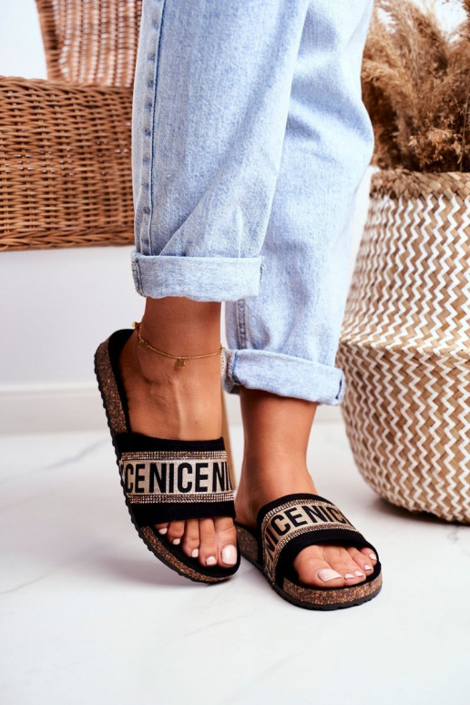 Čības  ar mirdzošiem spīdumiņiem -Zelta krāsas Be Nice