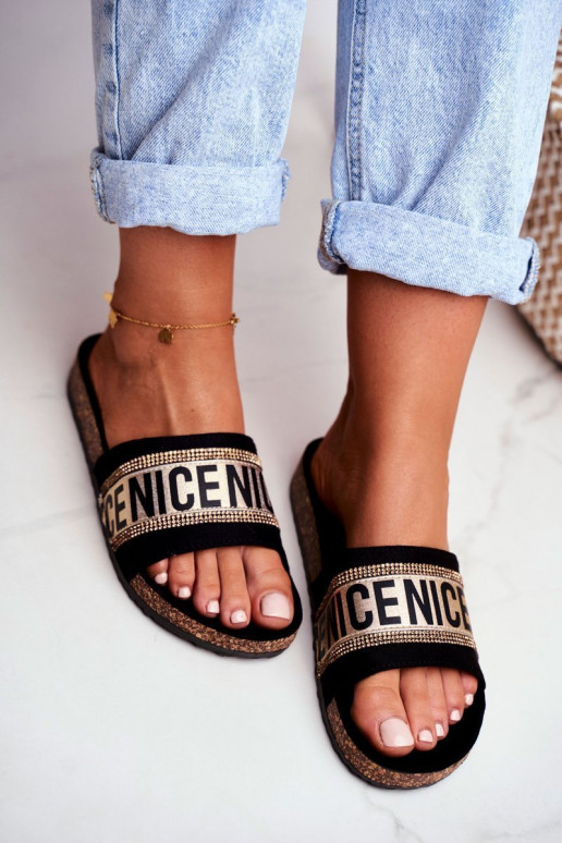 Čības  ar mirdzošiem spīdumiņiem -Zelta krāsas Be Nice