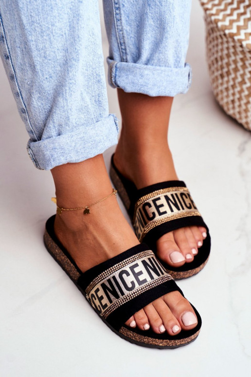 Čības  ar mirdzošiem spīdumiņiem -Zelta krāsas Be Nice