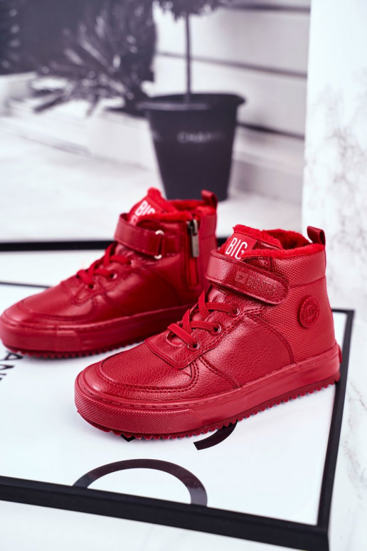 Bērnu apavi siltināti Sportiska stila apavi Big Star GG374042 sarkanas krāsas