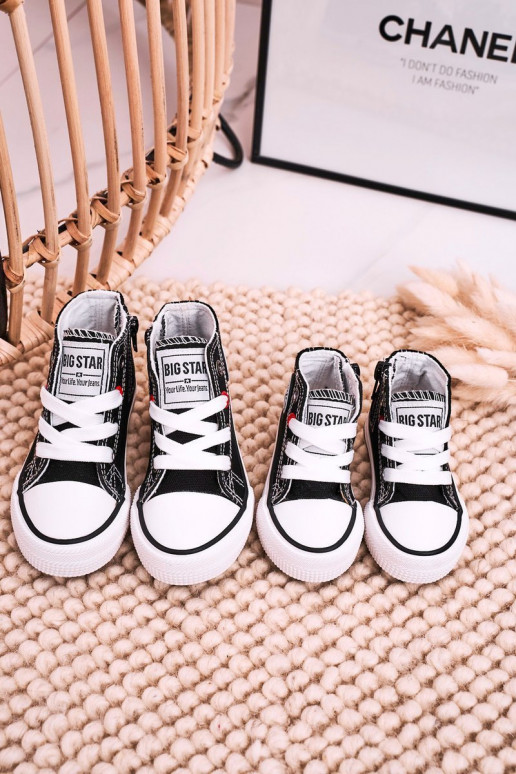 Bērnu apavi tõmblukuga ar rāvējslēdzējiem BIG STAR HH374188 melnas krāsas Bērnu apavi tõmblukuga ar rāvējslēdzējiem BIG STAR HH374188 melnas krāsas