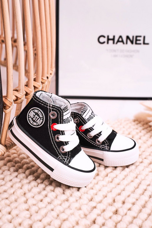 Bērnu apavi tõmblukuga ar rāvējslēdzējiem BIG STAR HH374188 melnas krāsas Bērnu apavi tõmblukuga ar rāvējslēdzējiem BIG STAR HH374188 melnas krāsas