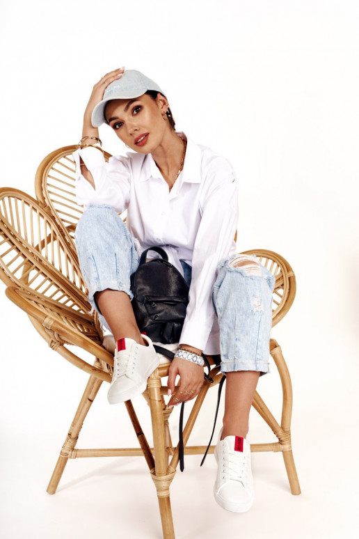 Stilīgi sporta apavi no dabīgas ādas  BIG STAR DD274685 baltas krāsas