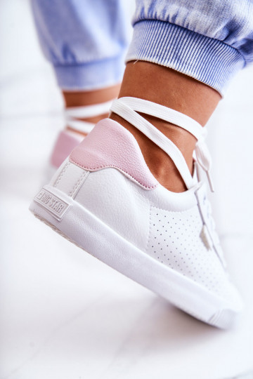 Stilīgi sporta apavi no dabīgas ādas BIG STAR HH274073 Baltas-Rozā krāsas 2