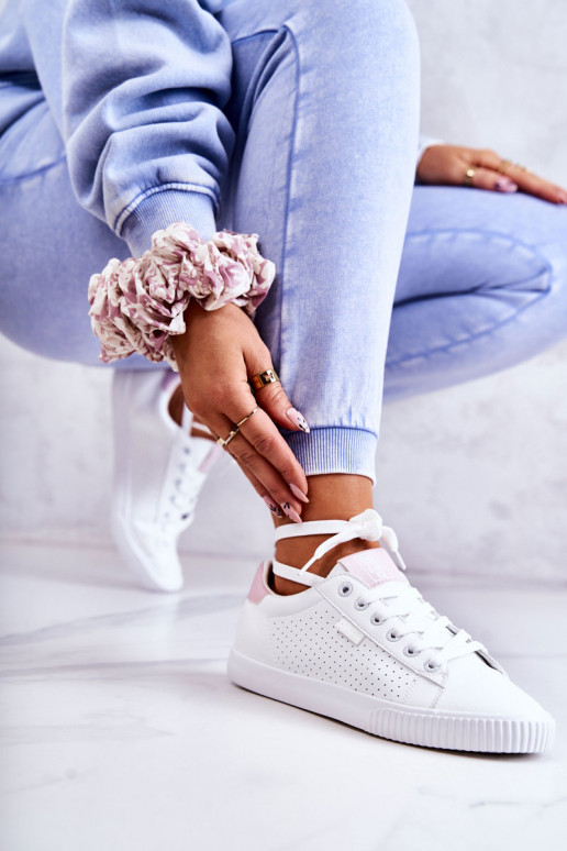 Stilīgi sporta apavi no dabīgas ādas BIG STAR HH274073 Baltas-Rozā krāsas