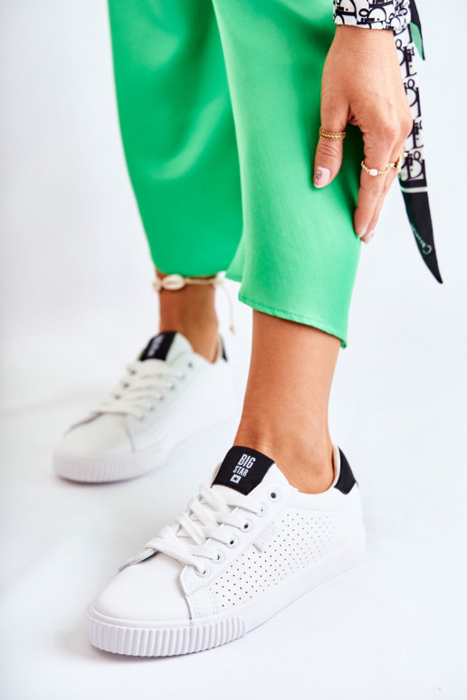 Stilīgi sporta apavi no dabīgas ādas BIG STAR HH274071 Baltas-melnas krāsas