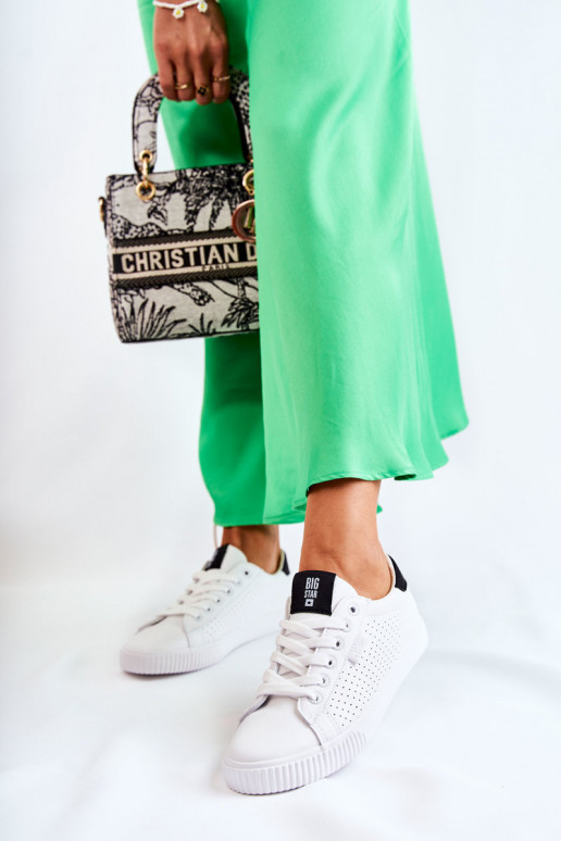 Stilīgi sporta apavi no dabīgas ādas BIG STAR HH274071 Baltas-melnas krāsas