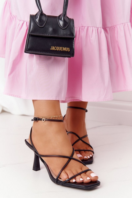 sandales ar papēdi  S.Barski C420-11 melnas krāsas sandales ar papēdi  S.Barski C420-11 melnas krāsas