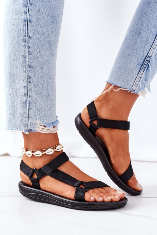 Sievišķīgs Sportiska stila sandales ar lipīgām aizdarēm melnas krāsas Vilari