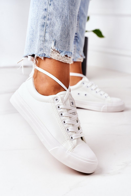 Dabīgas ādas brīvā laika apavi baltas krāsas Mega