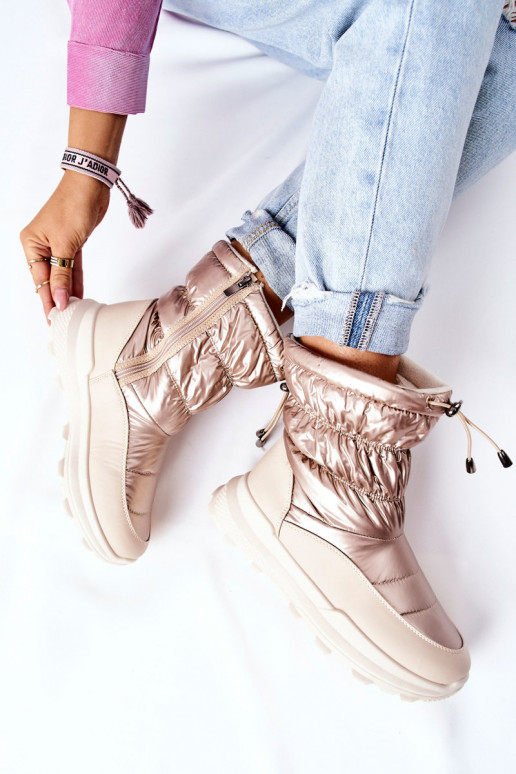 siltināti sniega apavi ar rāvējslēdzējiem Zelta krāsas Starbone siltināti sniega apavi ar rāvējslēdzējiem Zelta krāsas Starbone