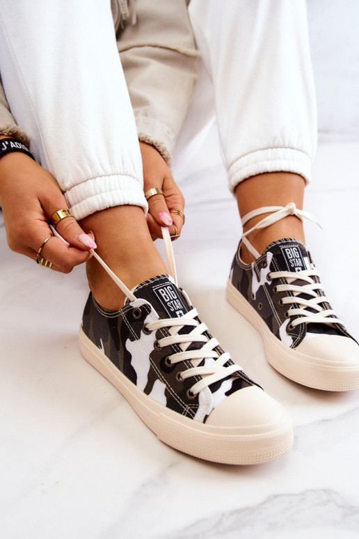 Auduma brīvā laika apavi ar kamuflāžu BIG STAR JJ274237 Baltas-Pelēkas krāsas Auduma brīvā laika apavi ar kamuflāžu BIG STAR JJ274237 Baltas-Pelēkas krāsas