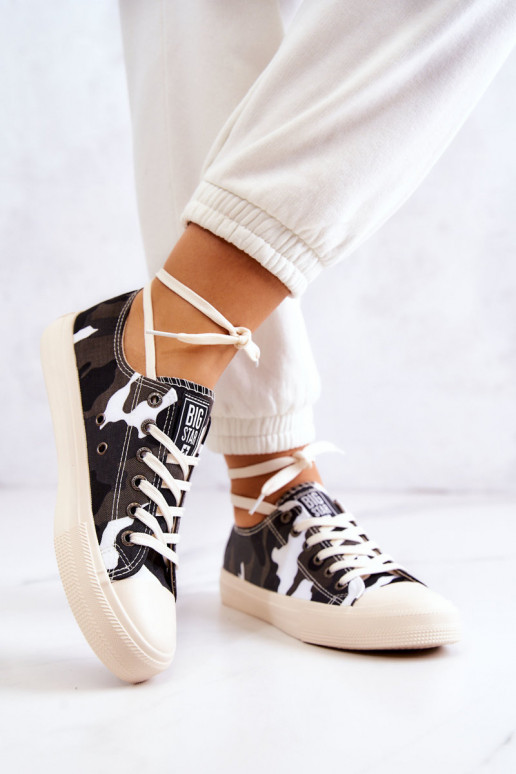 Auduma brīvā laika apavi ar kamuflāžu BIG STAR JJ274237 Baltas-Pelēkas krāsas Auduma brīvā laika apavi ar kamuflāžu BIG STAR JJ274237 Baltas-Pelēkas krāsas