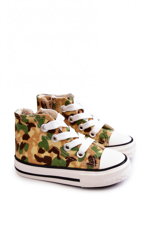 Bērnu apavi tõmblukuga ar rāvējslēdzējiem smilšu krāsas-Zaļas krāsas Filemon