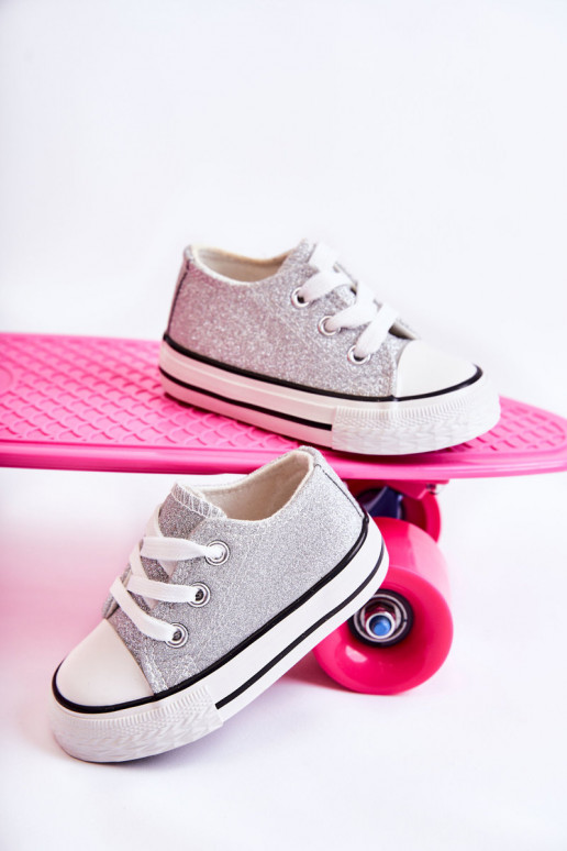 Bērnu brīvā laika apavi šņorējami Sudraba krāsas Wella Bērnu brīvā laika apavi šņorējami Sudraba krāsas Wella