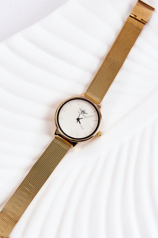 Sieviešu pulkstenis Michel John Baltas-Zelta krāsas Sieviešu pulkstenis Michel John Baltas-Zelta krāsas