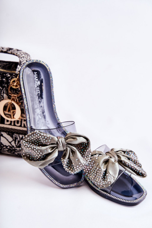 Stilīgas gumijas čības ar bantītēm -Pelēkas krāsas Meriden Stilīgas gumijas čības ar bantītēm -Pelēkas krāsas Meriden