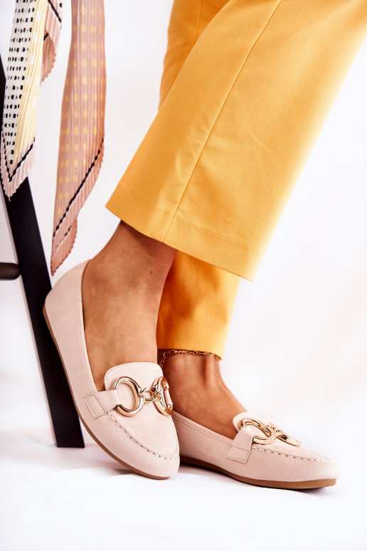 zamšādas Mokasīni ar ornamentiem smilšu krāsas Reality