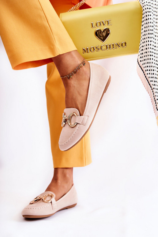 zamšādas Mokasīni ar ornamentiem smilšu krāsas Reality