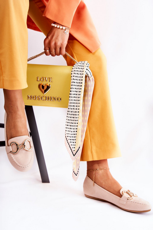 zamšādas Mokasīni ar ornamentiem smilšu krāsas Reality