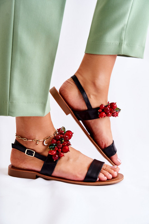 stilīgas sandales un pērlītēm melnas krāsas Hally stilīgas sandales un pērlītēm melnas krāsas Hally