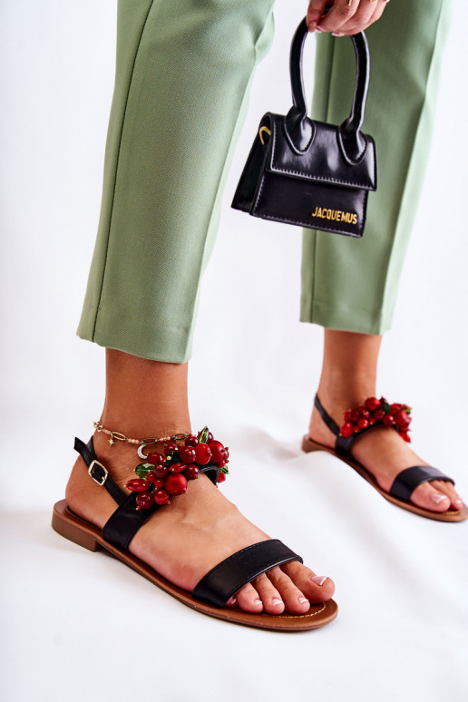 stilīgas sandales un pērlītēm melnas krāsas Hally stilīgas sandales un pērlītēm melnas krāsas Hally