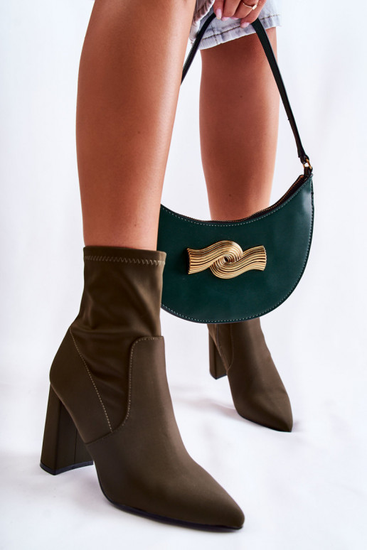 Sieviešu puszābaki Auduma ar papēdi Haki krāsas Amile Sieviešu puszābaki Auduma ar papēdi Haki krāsas Amile