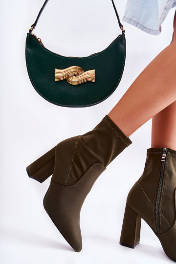 Sieviešu puszābaki Auduma ar papēdi Haki krāsas Amile 2