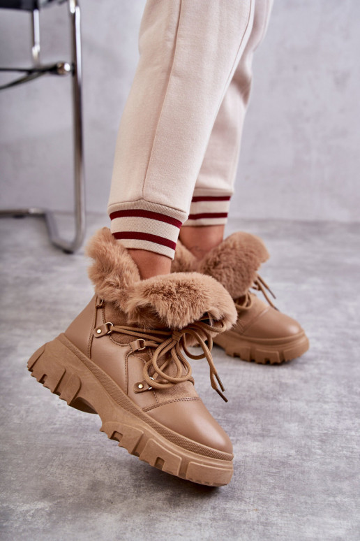 siltināti Sieviešu puszābaki apavi smilšu krāsas Charles siltināti Sieviešu puszābaki apavi smilšu krāsas Charles