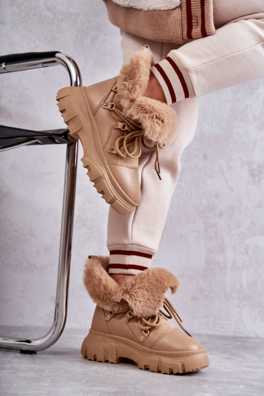 siltināti Sieviešu puszābaki apavi smilšu krāsas Charles siltināti Sieviešu puszābaki apavi smilšu krāsas Charles