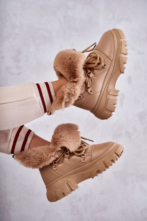 siltināti Sieviešu puszābaki apavi smilšu krāsas Charles siltināti Sieviešu puszābaki apavi smilšu krāsas Charles