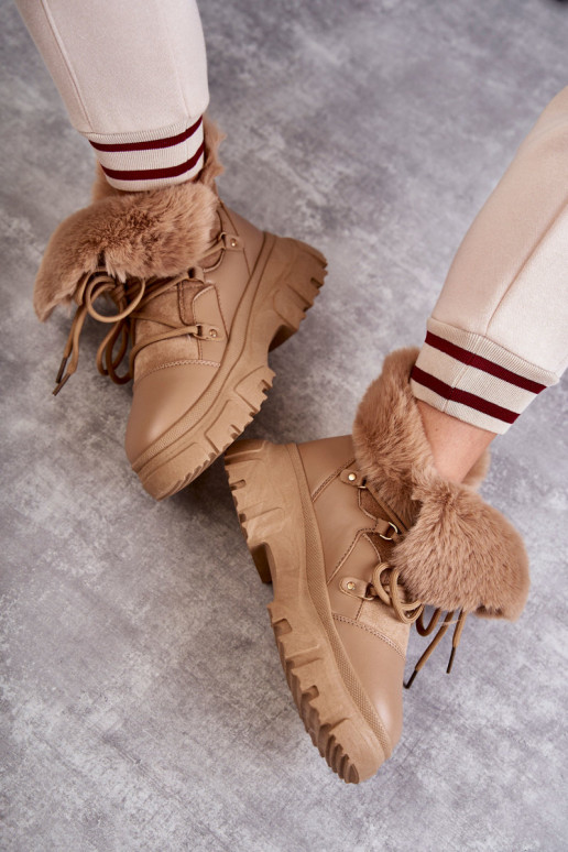 siltināti Sieviešu puszābaki apavi smilšu krāsas Charles siltināti Sieviešu puszābaki apavi smilšu krāsas Charles