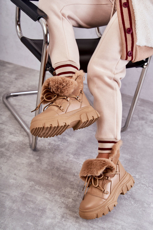 siltināti Sieviešu puszābaki apavi smilšu krāsas Charles siltināti Sieviešu puszābaki apavi smilšu krāsas Charles