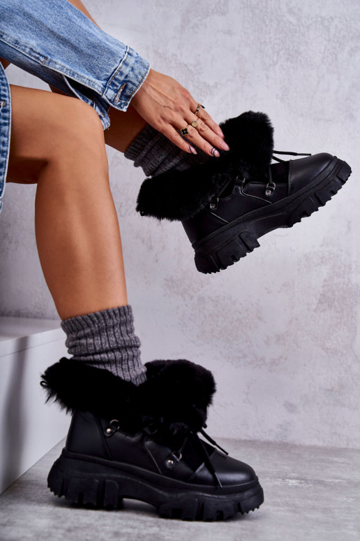 siltināti Sieviešu puszābaki apavi melnas krāsas Charles siltināti Sieviešu puszābaki apavi melnas krāsas Charles