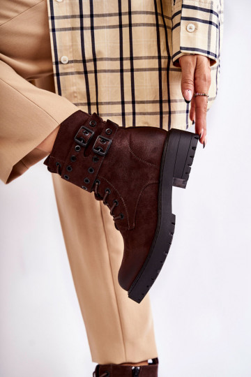 zamšādas siltināti Sieviešu puszābaki brūnas krāsas Silvor 2