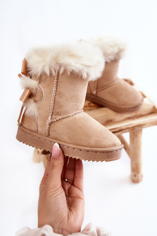 Bērnu apavi ar bantītēm sniega apavi Ziloņkaula krāsas Funky Bērnu apavi ar bantītēm sniega apavi Ziloņkaula krāsas Funky