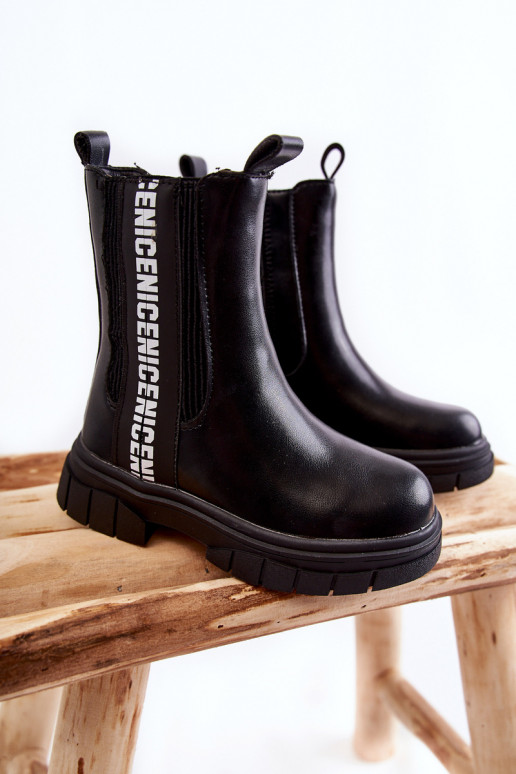 Bērnu apavi Puszābaki siltināti melnas krāsas Kimmy Bērnu apavi Puszābaki siltināti melnas krāsas Kimmy