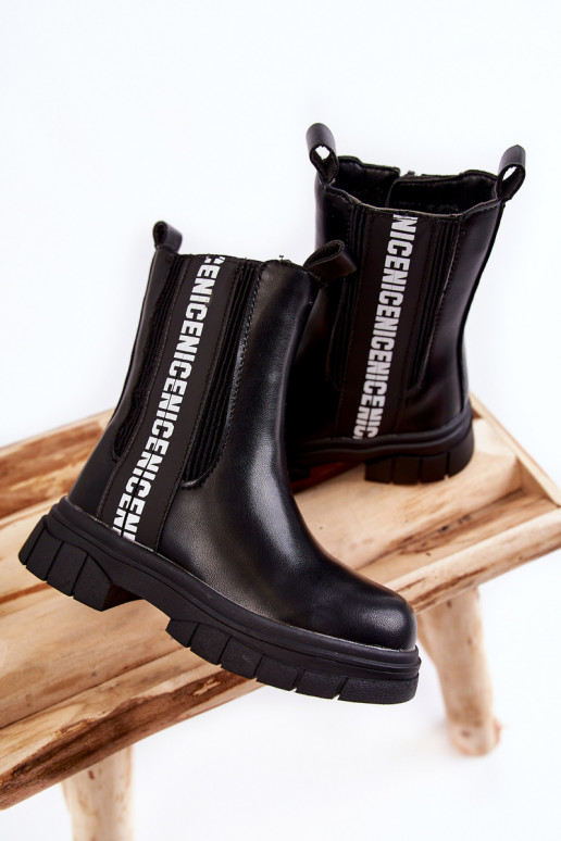 Bērnu apavi Puszābaki siltināti melnas krāsas Kimmy Bērnu apavi Puszābaki siltināti melnas krāsas Kimmy