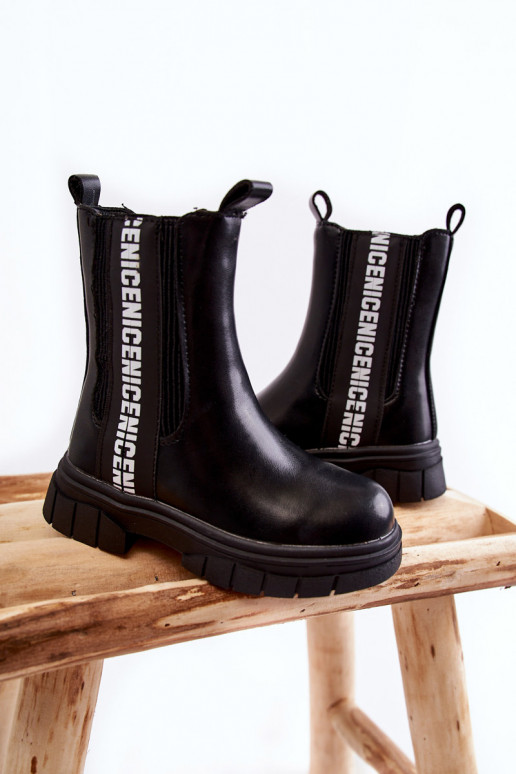 Bērnu apavi Puszābaki siltināti melnas krāsas Kimmy Bērnu apavi Puszābaki siltināti melnas krāsas Kimmy