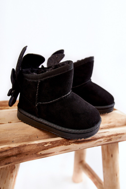 Bērnu siltināti sniega apavi ar bantītēm melnas krāsas Meriva