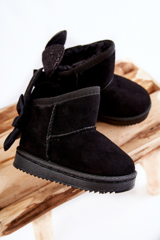 Bērnu siltināti sniega apavi ar bantītēm melnas krāsas Meriva